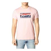Heren Roze Print T-shirt Tommy Jeans , Pink , Heren