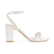 Sandaal met Parelversiering en Blokhak Stuart Weitzman , White , Dames