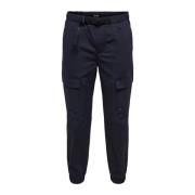 Blauwe effen broek met ritssluiting en knoopsluiting Only & Sons , Blu...