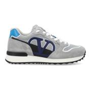 Grijze/Lichtblauwe V-Logo Sneakers Valentino Garavani , Gray , Heren