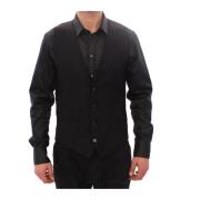 Zwarte Wollen Vest Gilet Dolce & Gabbana , Black , Heren