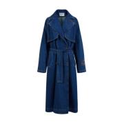 Denim Oversized Trenchcoat met Logo Iceberg , Blue , Dames