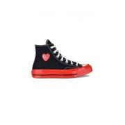 Rode Hart High-Top Canvas Sneakers Comme des Garçons , Black , Dames