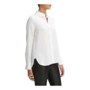 Slim Fit Blouse Vince , White , Dames