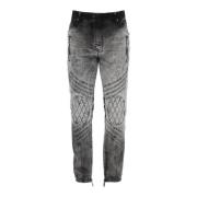 Motor Slim Fit Jeans met Biker-Geïnspireerd Design Balmain , Gray , He...