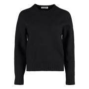 Geribbelde Wollen Trui Jil Sander , Black , Dames