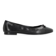 Leren balletflats met logo Tory Burch , Black , Dames