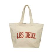 Contrasterende Logo Canvas Tote Tas Les Deux , Beige , Heren