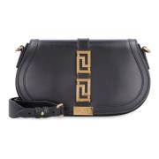 Griekse Leren Crossbody Tas Versace , Black , Dames