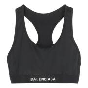 Crop Top met logo Balenciaga , Black , Dames