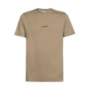 Contrasterend Logo Katoenen T-Shirt Les Deux , Beige , Heren