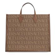 Canvas en leren boodschappentas Versace , Beige , Heren