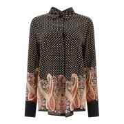 Zijden Overhemd met Paisley Detail Etro , Black , Dames