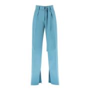 Wijde broek van lichte wol met verstelbare riem Jil Sander , Blue , Da...