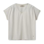 Klassieke V-Hals T-shirt in Ecru MOS Mosh , White , Dames