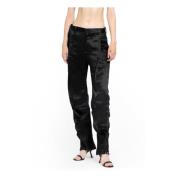 Zwarte slim-fit broek met hoge taille Y/Project , Black , Dames