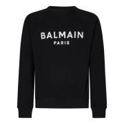 Zwarte biologisch katoenen crewneck sweatshirt Balmain , Black , Heren