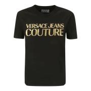 T-shirt met bedrukt crew logo Versace Jeans Couture , Black , Heren