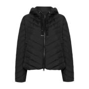 Zwarte gewatteerde jas met logodetail Woolrich , Black , Dames
