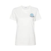 Organisch Katoenen Logo Patch T-Shirt Moncler , White , Dames