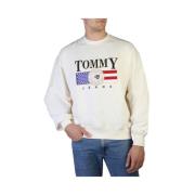 Heren Langarm Katoenen Sweatshirt Tommy Hilfiger , White , Heren