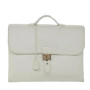 Pre-owned Leather handbags Hermès Vintage , White , Dames