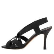 Pre-owned Fabric sandals Manolo Blahnik Pre-owned , Black , Dames