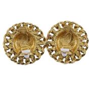 Pre-owned Metal earrings Chanel Vintage , Yellow , Dames