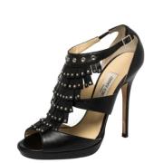 Pre-owned Leather sandals Jimmy Choo Pre-owned , Black , Dames