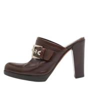 Pre-owned Leather mules Yves Saint Laurent Vintage , Brown , Dames