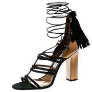 Pre-owned Leather sandals Jimmy Choo Pre-owned , Black , Dames