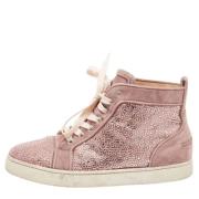 Pre-owned Suede sneakers Christian Louboutin Pre-owned , Pink , Dames