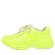Pre-owned Leather sneakers Gucci Vintage , Yellow , Dames