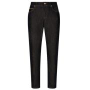 Zwarte Logo Plaque Straight-Legged Jeans Dolce & Gabbana , Black , Her...