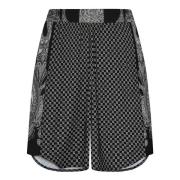 Zwarte Boxy Fit Shorts met Paisley Print Balmain , Black , Heren