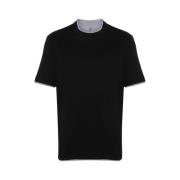 Zwarte gelaagde T-shirt Brunello Cucinelli , Black , Heren