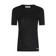Klassieke zwarte T-shirts en polos Jil Sander , Black , Dames