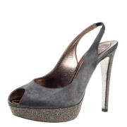 Pre-owned Satin sandals René Caovilla Pre-owned , Gray , Dames