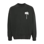 Grijze Sweater met Logo Print Palm Angels , Gray , Heren