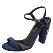 Pre-owned Satin sandals Oscar De La Renta Pre-owned , Blue , Dames