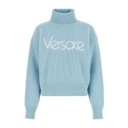 Lichtblauwe wollen trui Versace , Blue , Dames