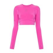 Fuchsia Roze Modal Blend Top Adidas by Stella McCartney , Pink , Dames