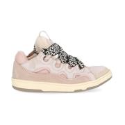 Roze Leren Sneakers met Ademende Details Lanvin , Pink , Heren