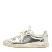 Pre-owned Leather sneakers Louis Vuitton Vintage , Gray , Dames