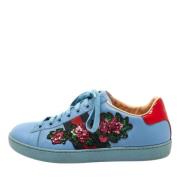 Pre-owned Leather sneakers Gucci Vintage , Blue , Dames