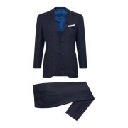 Blauw Kasjmier Blend Single-Breasted Pak Kiton , Blue , Heren