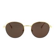 Ronde Glamour Zonnebril met Half-Frame Fendi , Yellow , Unisex