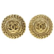 Pre-owned Metal earrings Chanel Vintage , Yellow , Dames