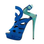 Pre-owned Suede sandals Giuseppe Zanotti Pre-owned , Blue , Dames