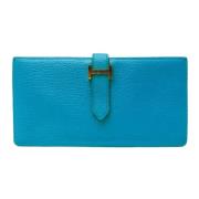 Pre-owned Leather wallets Hermès Vintage , Blue , Dames